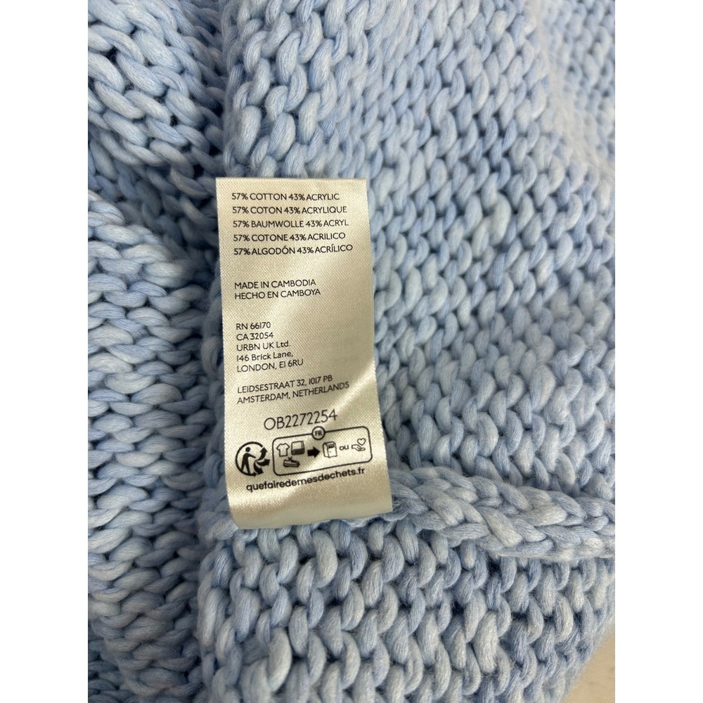 Free People Cotton Blend Opal Rollneck Blue Cozy Boho Relaxing Knit Sweater L - Picture 7 of 10